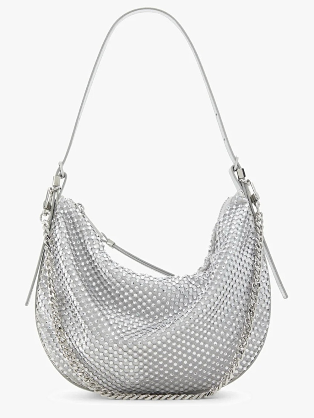 Aldo Kasslyn Silver Rhinestone Glam Hobo Bag 🤍✨ With Dust Bag!